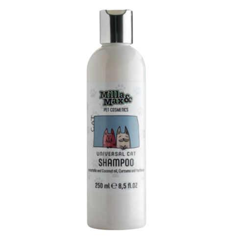 Milla & Max cat shampoo bottle on a white background
