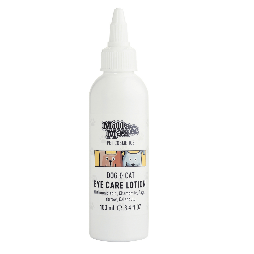 A tube of Eye Care Lotion 100ml Dog & Cat in front of a white background.